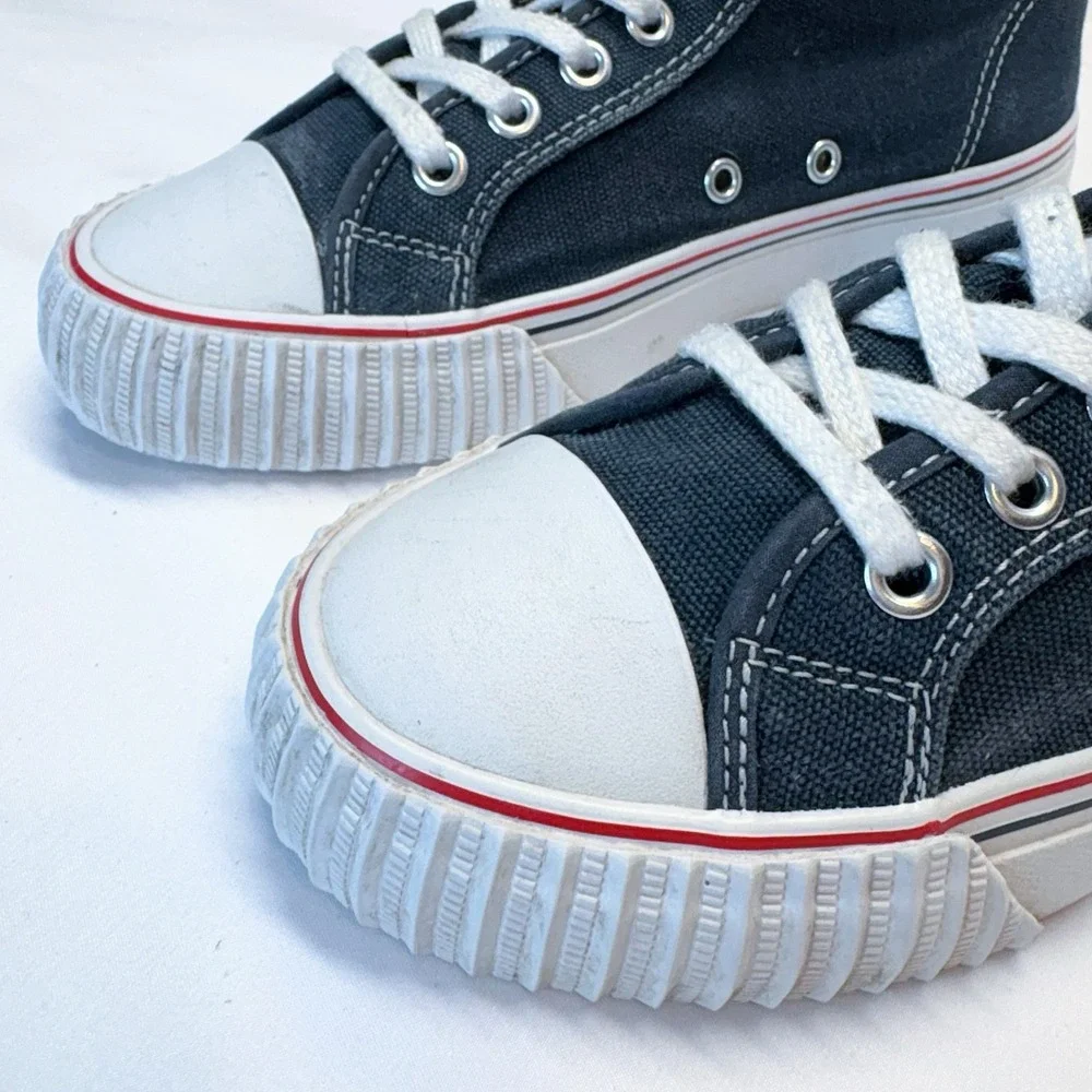 PF Flyers Center Hi Navy White Canvas High Top Sneakers Mens 6 Womens 7.5 Shoes
